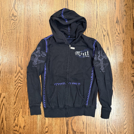 Cowgirl Tuff Victory Full Zip Up Hoodie Jacket Black Size Medium Western 2000s