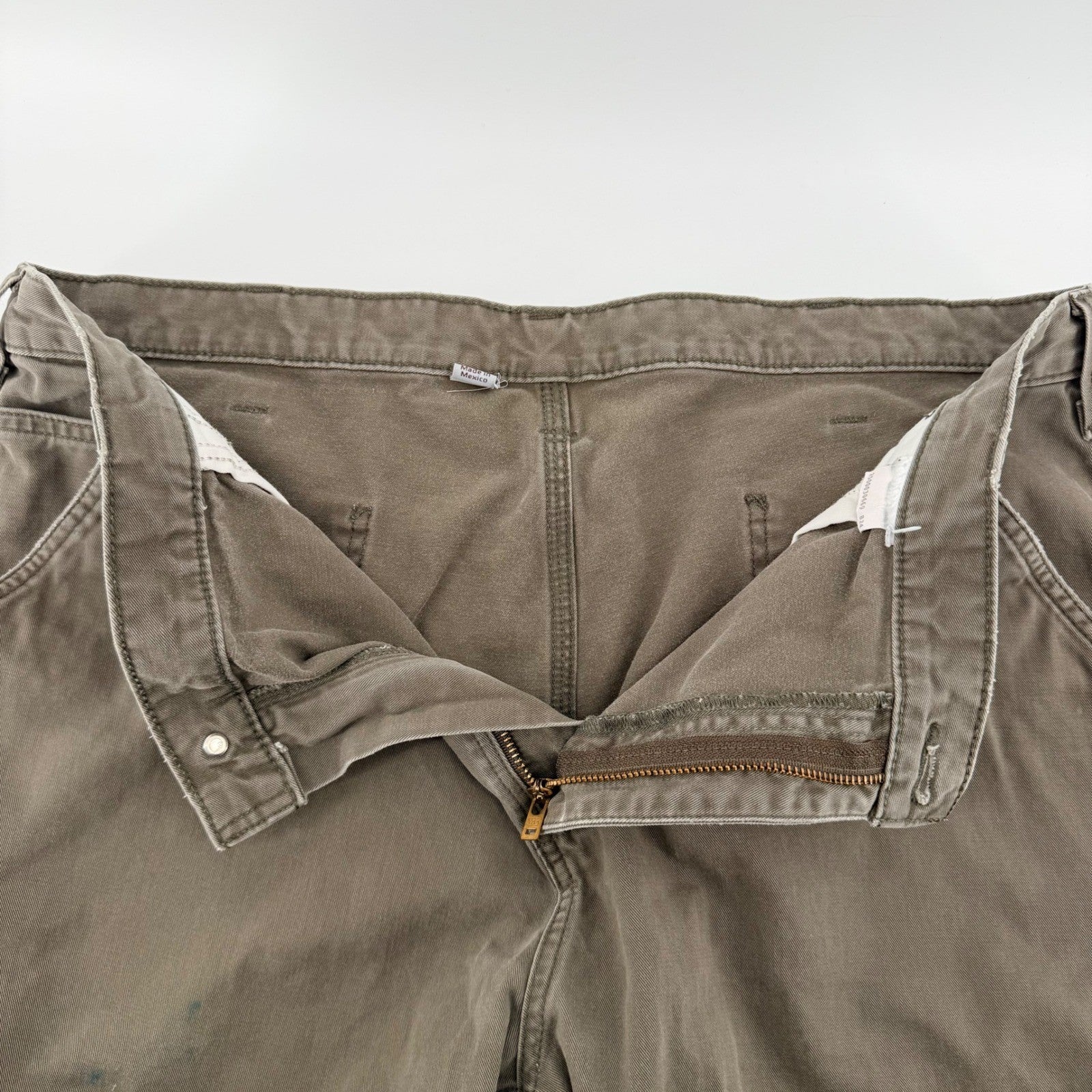 Carhartt Loose Fit Carpenter Pants Canvas Utility Workwear 38x31 Faded Green
