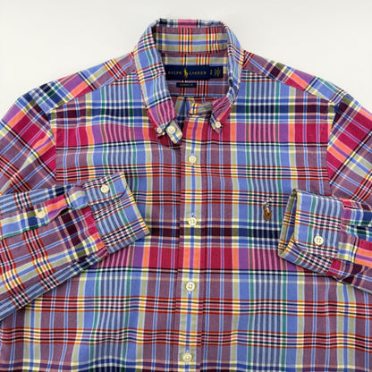 Ralph Lauren Classic Fit Plaid Button Down Shirt Multi Color Mens Small S Preppy