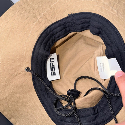 ESPN Logo Boonie Bucket Hat Adjustable Chin Strap Tan Khaki OSFM