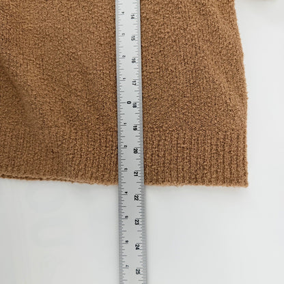 Margaret O'Leary Striped Raglan Boucle Knit Sweater Large Brown Cream Neutral