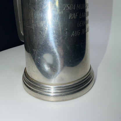 English Pewter Glass Bottom Tankard RAF Laarbruch Germany Military Engraved Mug