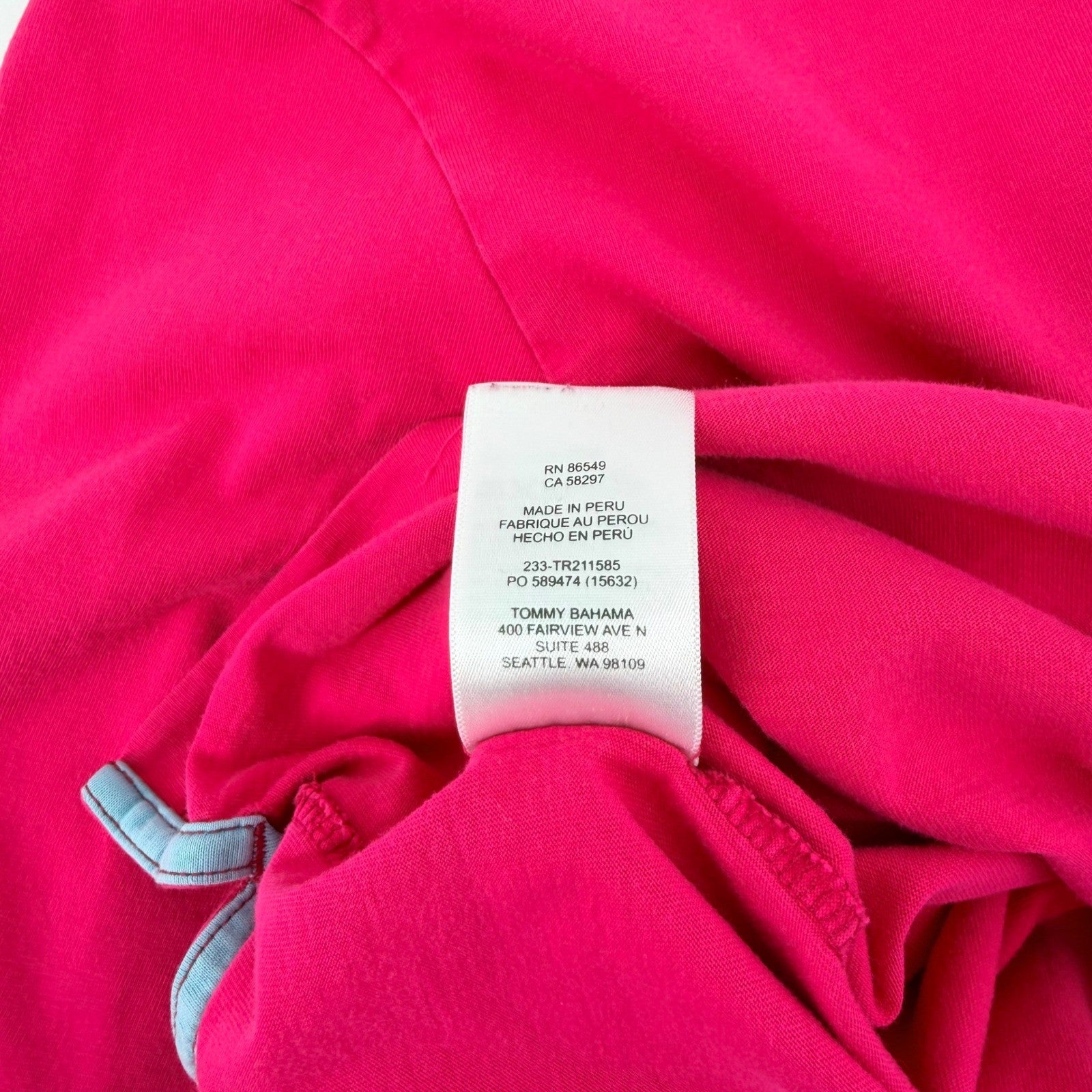 Tommy Bahama Pima Cotton Long Sleeve Pocket Tee Shirt Large Pink Resortwear