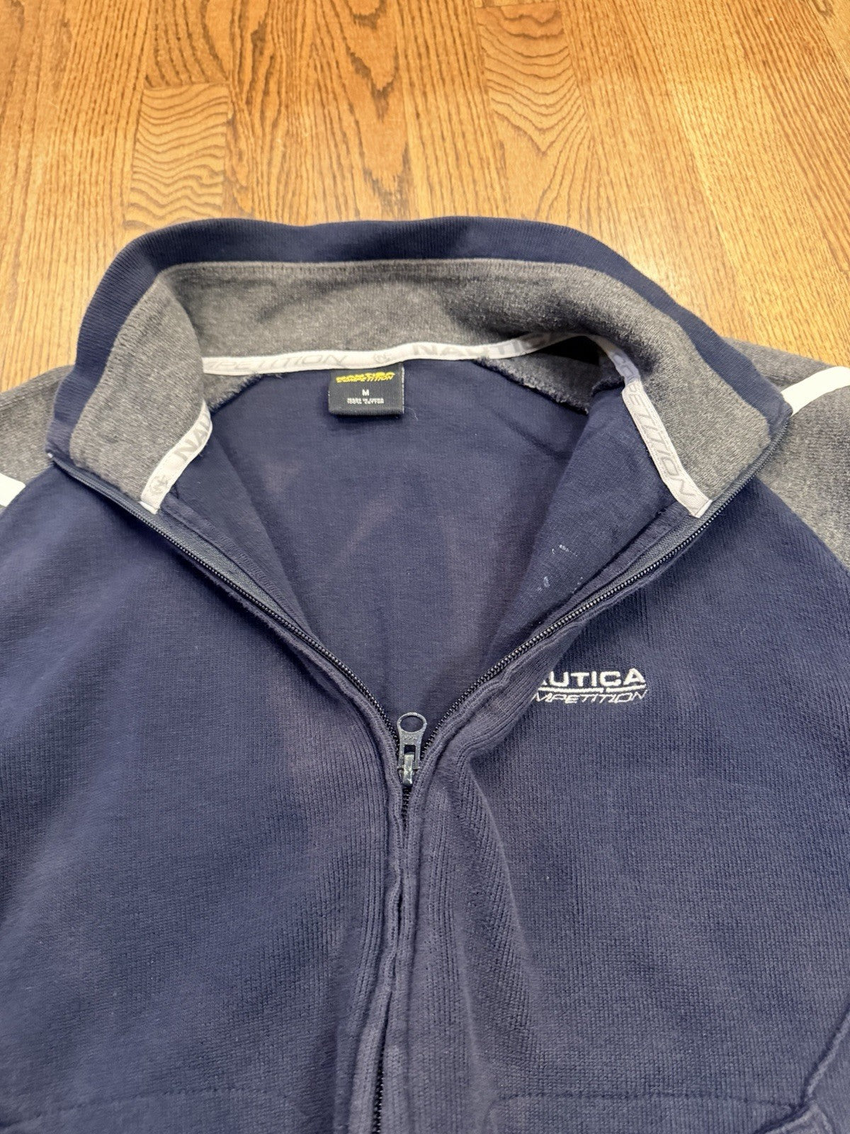 Nautica Competition Full Zip Jacket Navy Gray Size M
