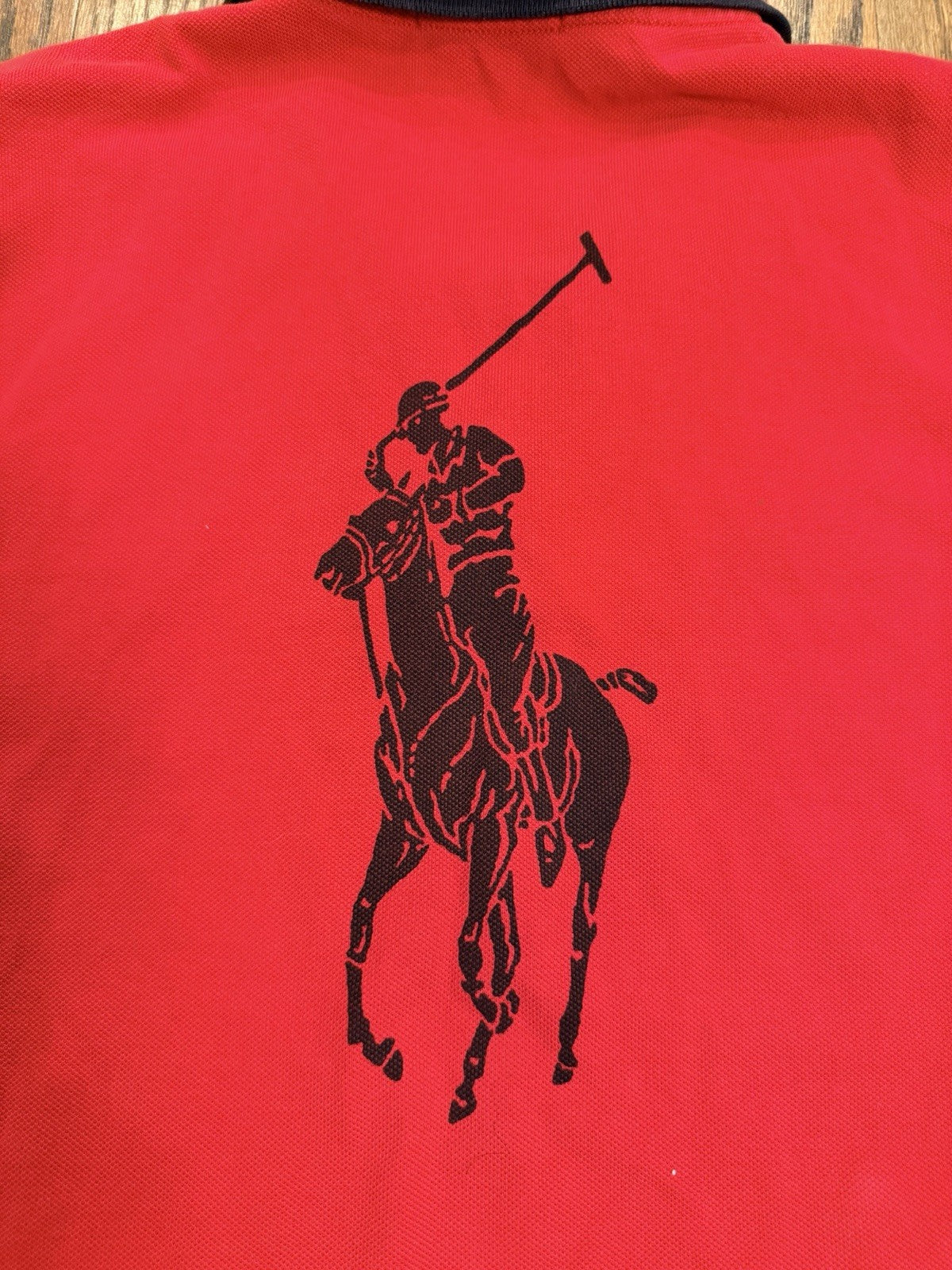 Ralph Lauren Polo Red Shirt Large Red Black Logo Big Pony Back Graphic