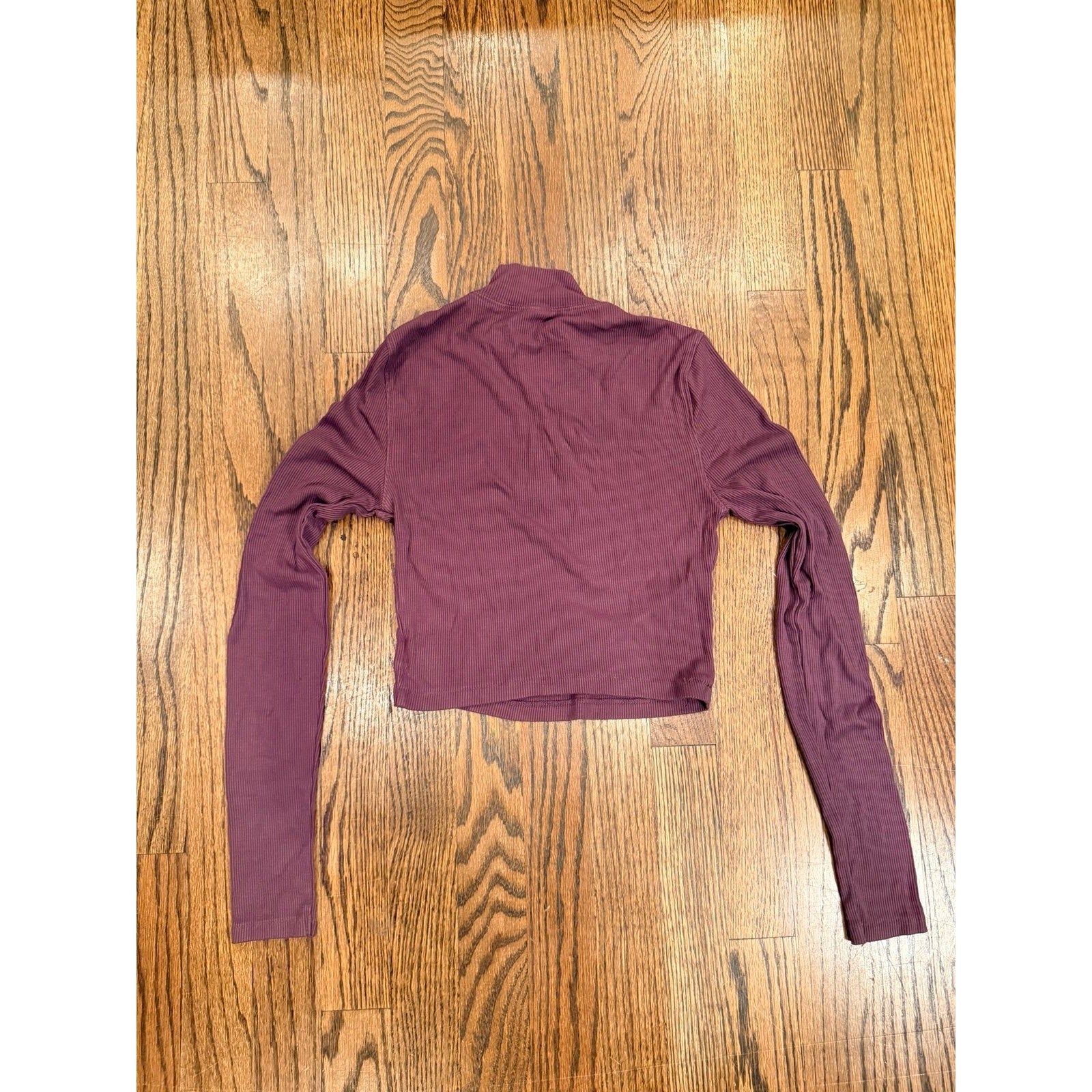 Aeropostale Seriously Soft Ribbed Mock Neck Crop Top S Purple Long Sleeve