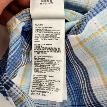 Marmot Plaid Short Sleeve Button Down Shirt Hiking Outdoor Large Blue White