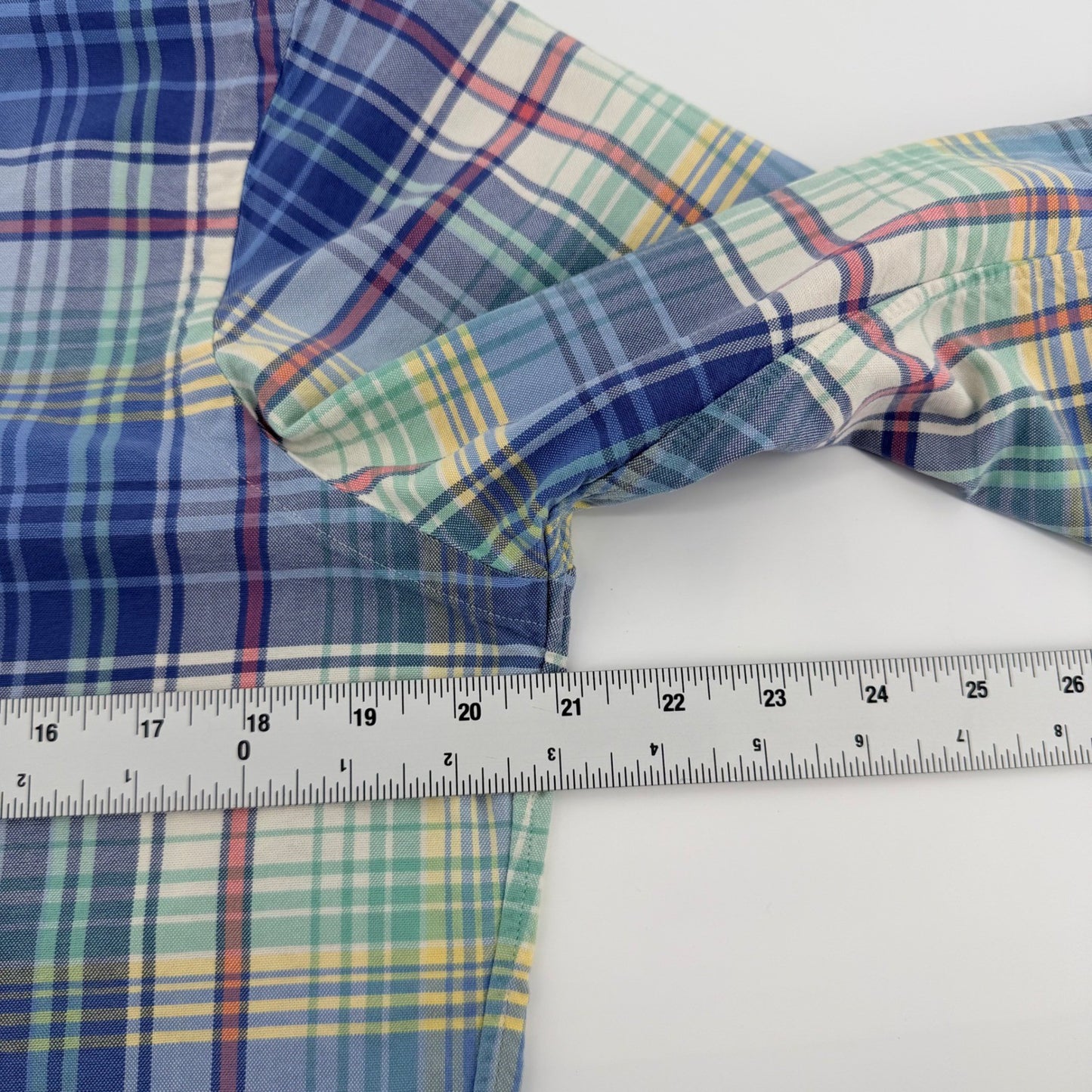 Ralph Lauren Plaid Button Down Shirt Long Sleeve Pony Logo Small Blue Green Prep