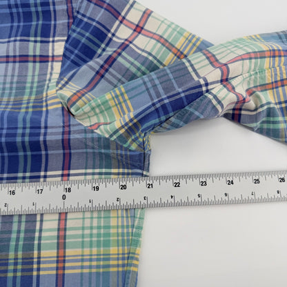 Ralph Lauren Plaid Button Down Shirt Long Sleeve Pony Logo Small Blue Green Prep