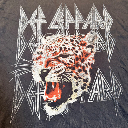 Def Leppard Graphic Band T-Shirt Leopard Rock Logo Size Large Black