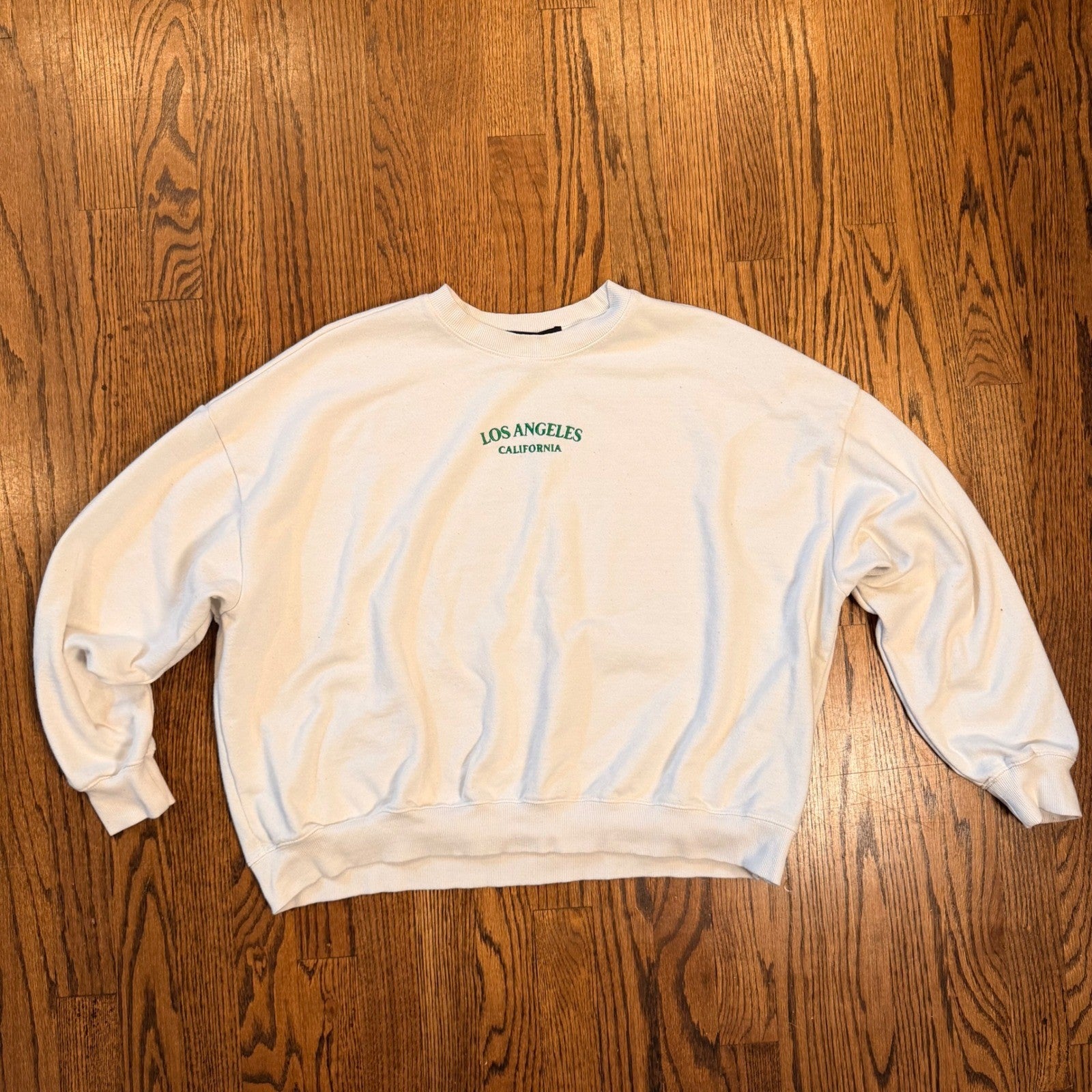 Forever 21+ Los Angeles California Graphic Sweatshirt 0X White Green Embroidered