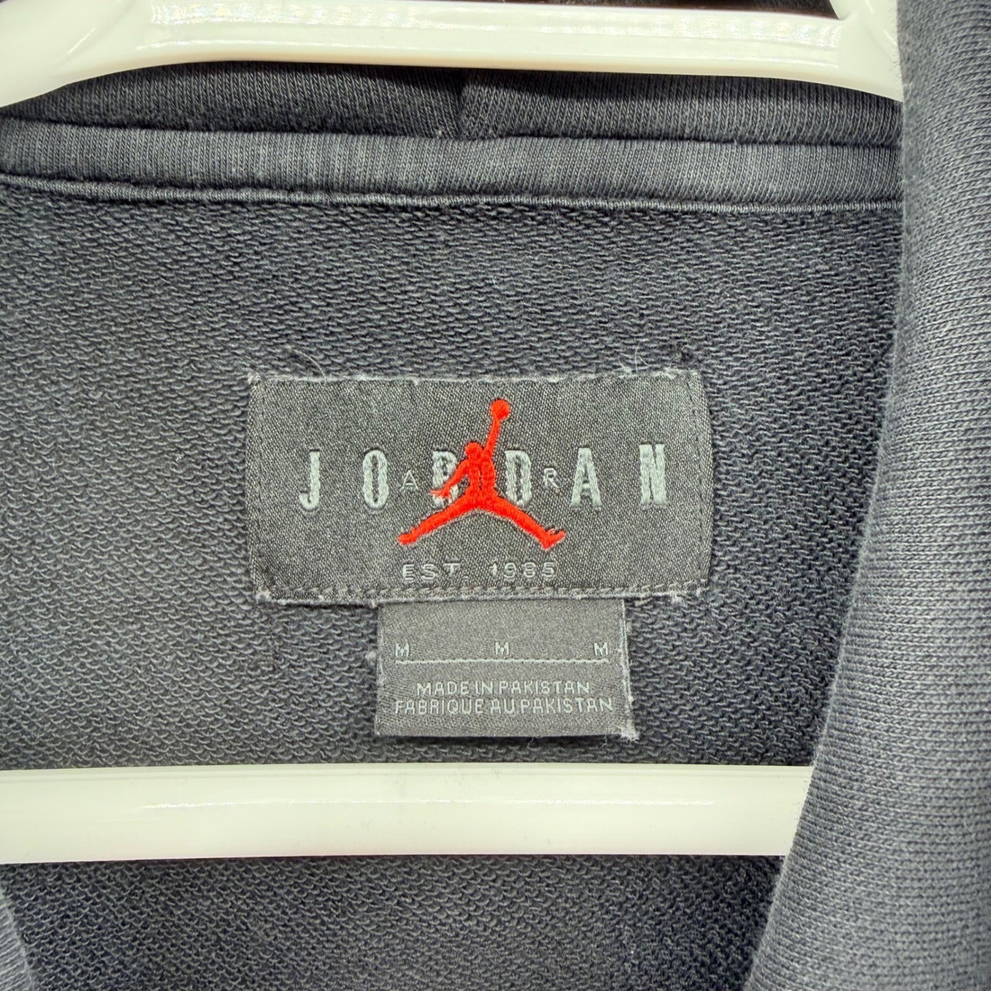 Jordan Flight Fleece Pullover Hoodie Embroidered Logo Faded Black Mens Size M
