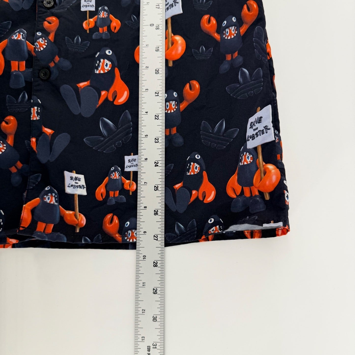 Adidas Philip Colbert Save the Lobster Button Up Shirt Graphic Pop Art XS Black