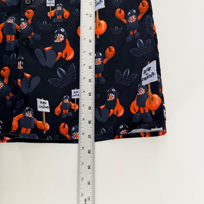 Adidas Philip Colbert Save the Lobster Button Up Shirt Graphic Pop Art XS Black