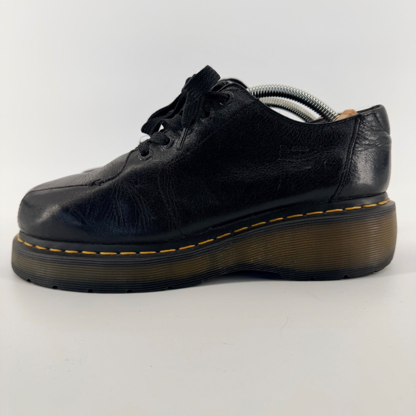 Dr. Martens Platform Square Toe Oxford Black Leather Shoes Unisex Men 8 Women 9