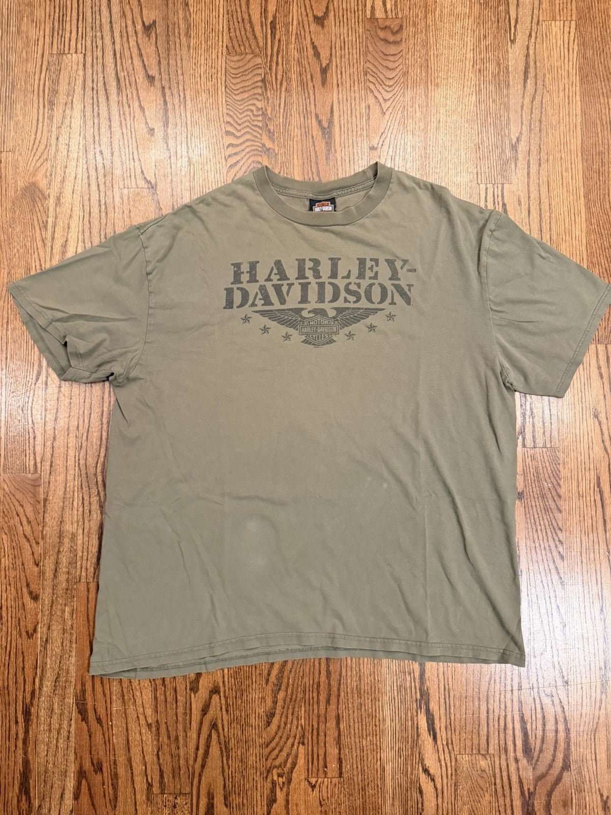 Vintage Harley Davidson Seattle Shirt 2XL Military Green Distressed