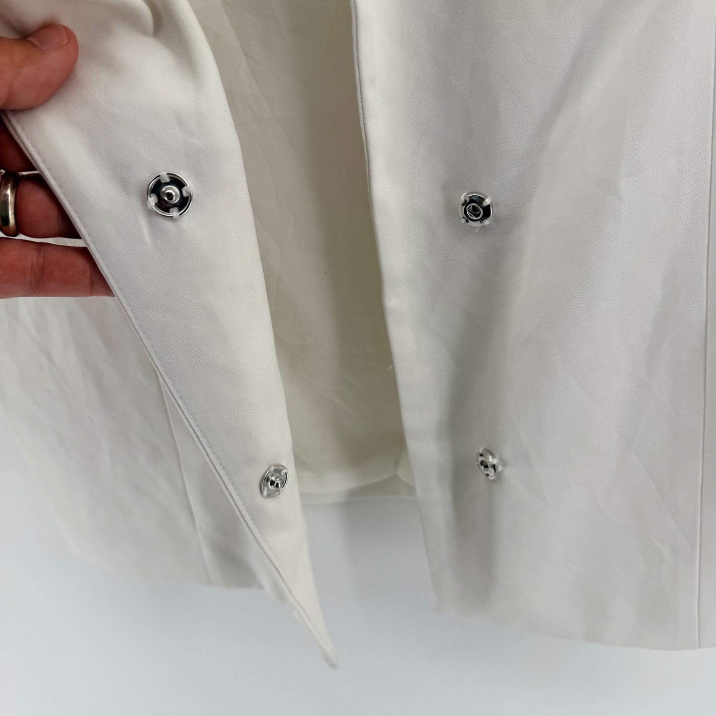 NBD Bell Sleeve Blazer Dress White Shawl Lapel Tailored Mini Size S White