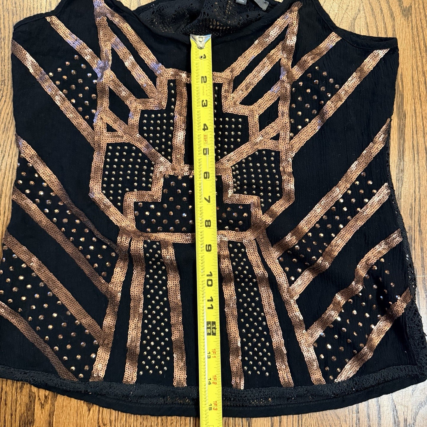 Miss Me Y2K style Embellished Top Black Lace back Size S Racer Tank