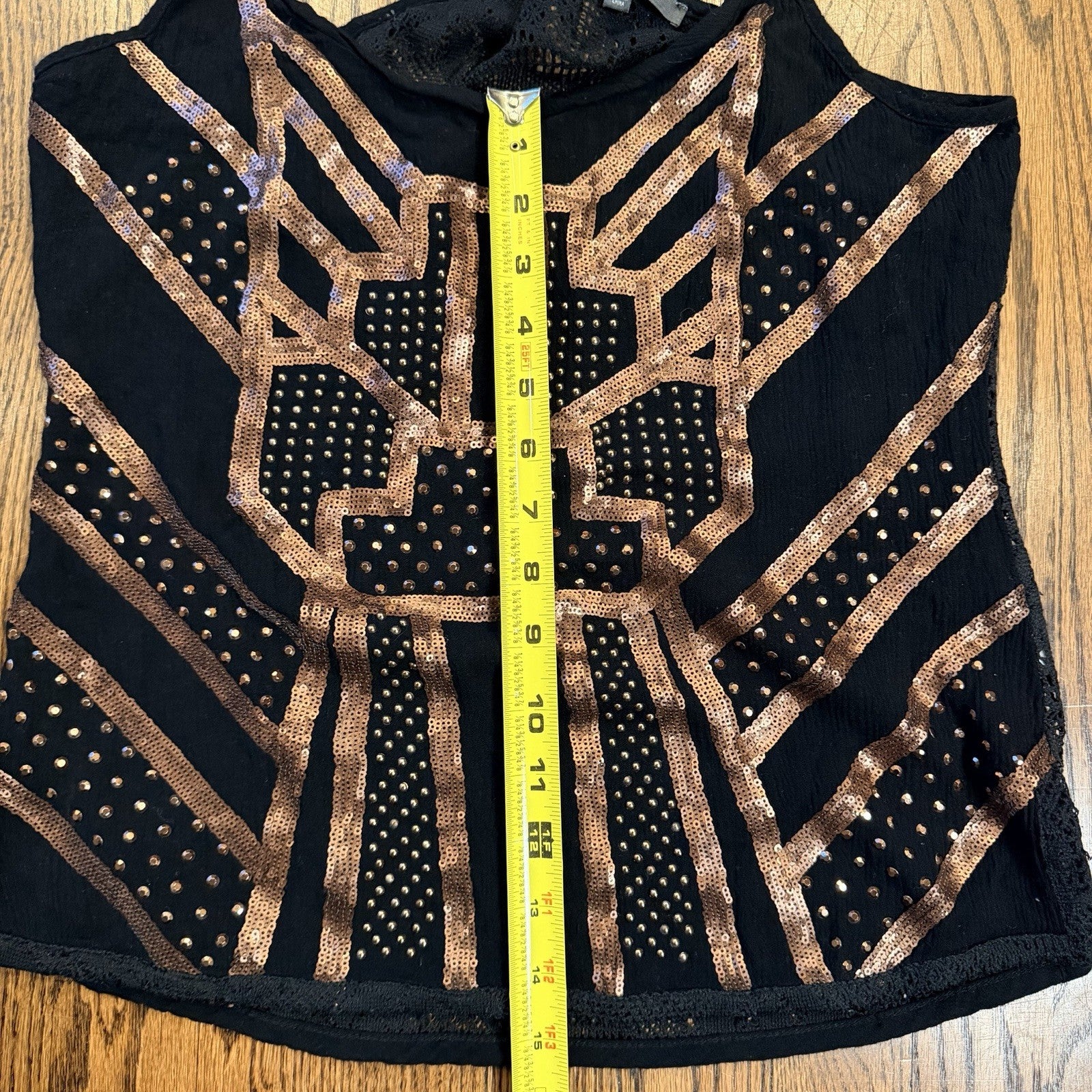 Miss Me Y2K style Embellished Top Black Lace back Size S Racer Tank