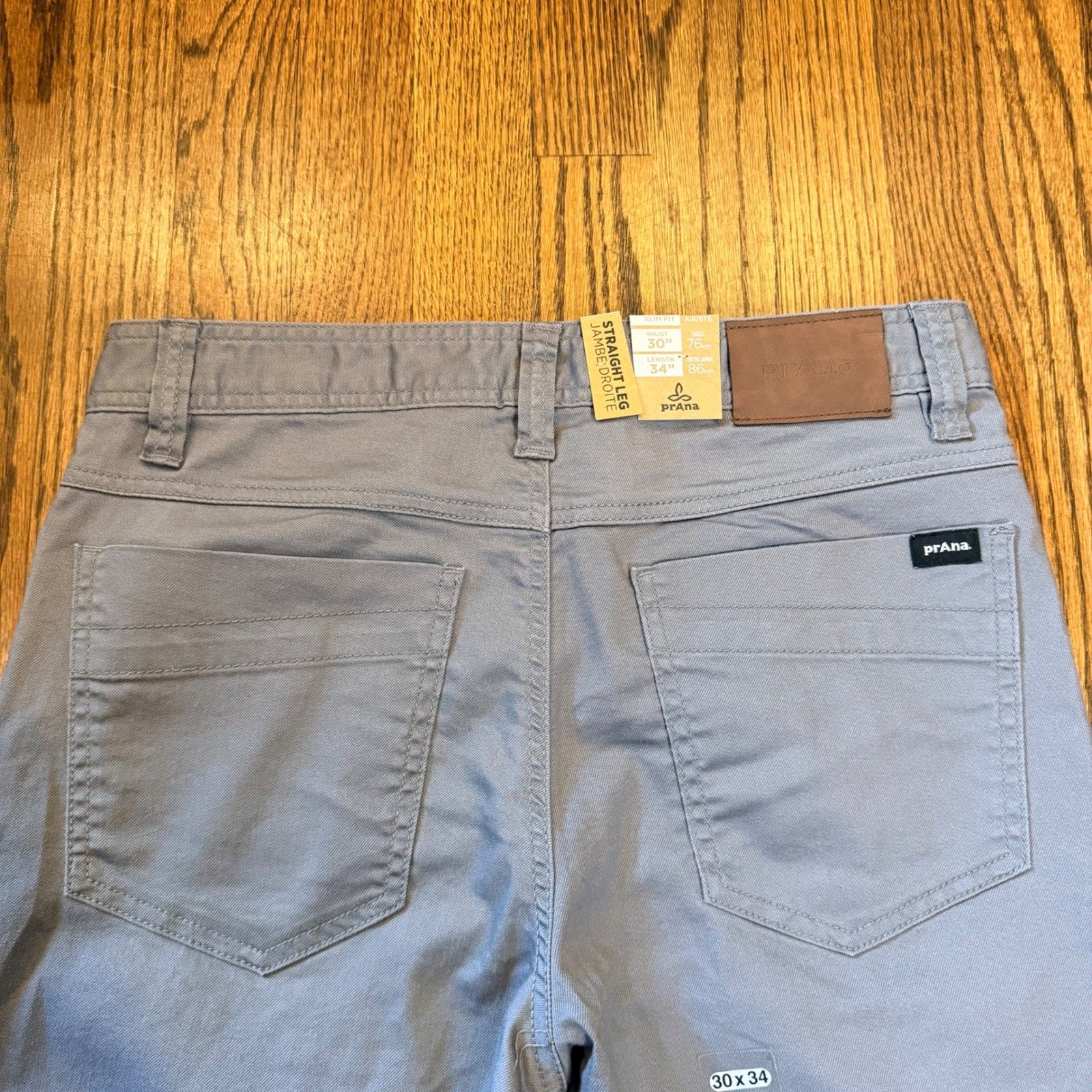 Prana Bridger Jean Slim Fit Straight Leg Stretch Denim 30x34 Gravel Grey NWT