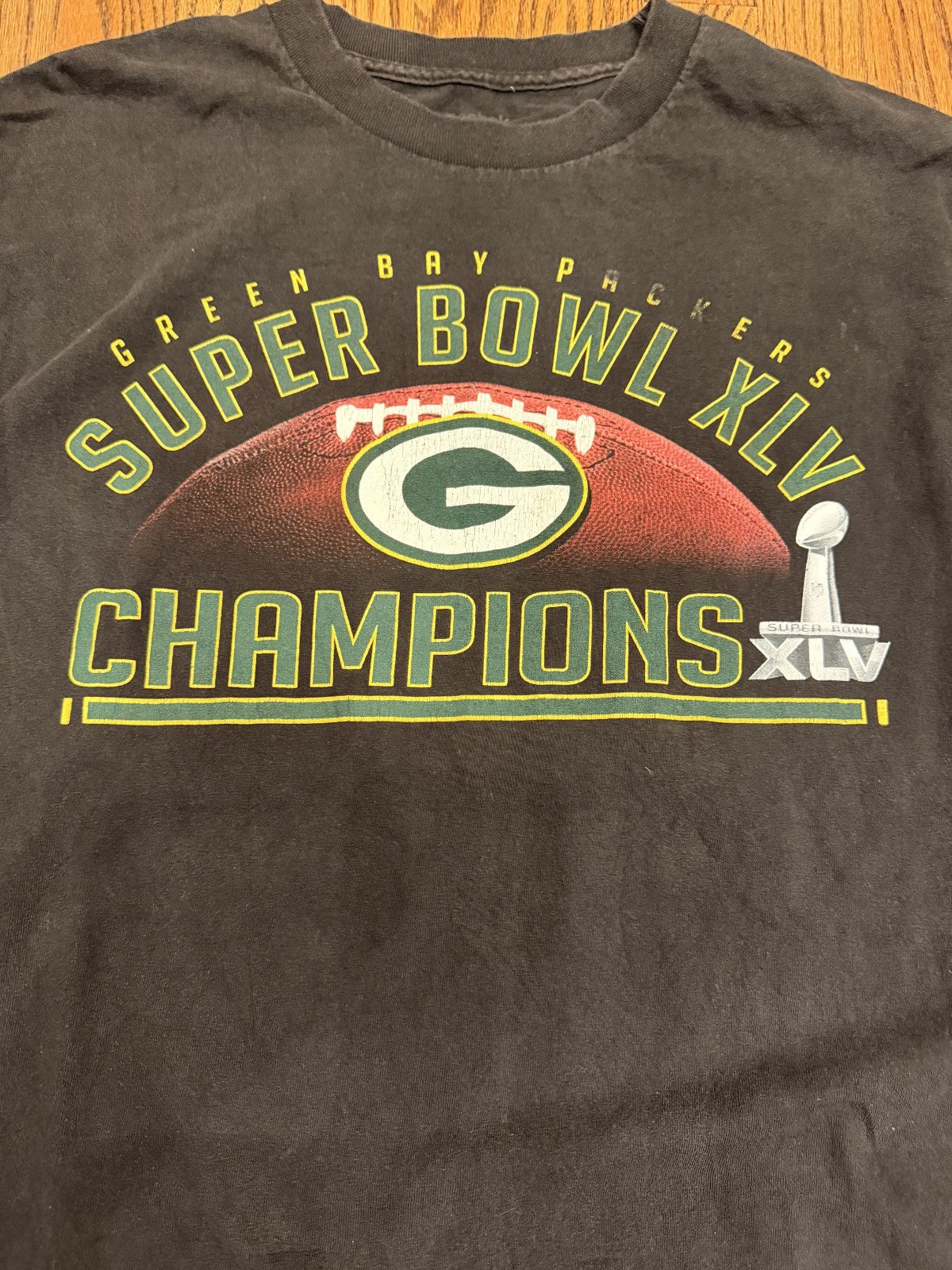 VTG Green Bay Packers Super Bowl XLV Champions Long Sleeve Reebok L Black