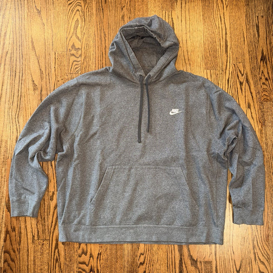 Nike Men's Club Charcoal Heather Fleece Pullover Hoodie BV2654-071 Size XXL