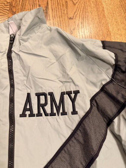 Vtg Army Full Zip Windbreaker Jacket Coat Mens Size XL Gray Nylon