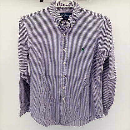 Ralph Lauren Custom Fit Striped Button Down Shirt Purple White 16 34/35 Mens