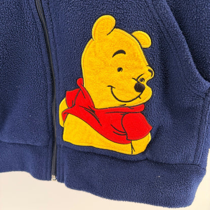 Disney Winnie the Pooh Fleece Zip Up Hoodie Embroidered Navy Blue M
