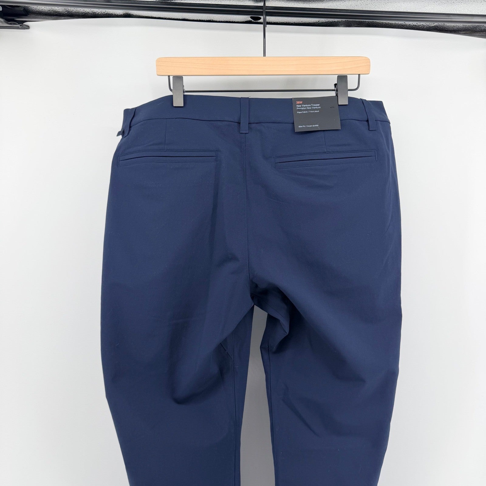 Lululemon New Venture Trouser Slim Fit Pique Tech Pants 38W Navy Blue Athleisure