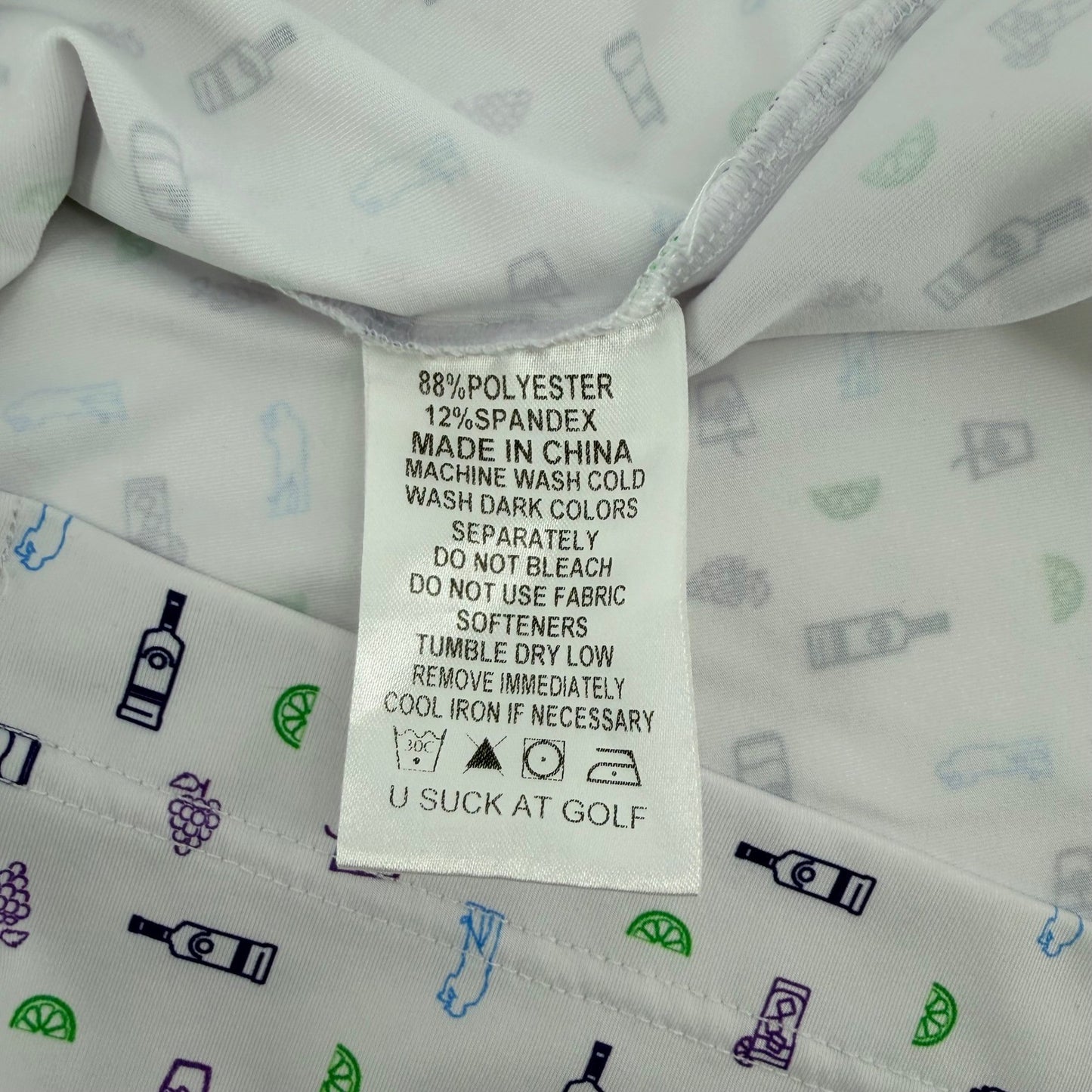 U Suck At Golf Performance Polo Shirt Novelty Print White Purple Large Mens