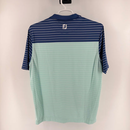 FootJoy Athletic Fit Golf Polo Shirt Striped Colorblock XL Navy Mint Green