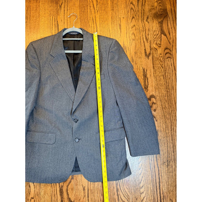 Burberrys Vintage Herringbone Wool Blazer Sport Coat Gray Mens L Preppy