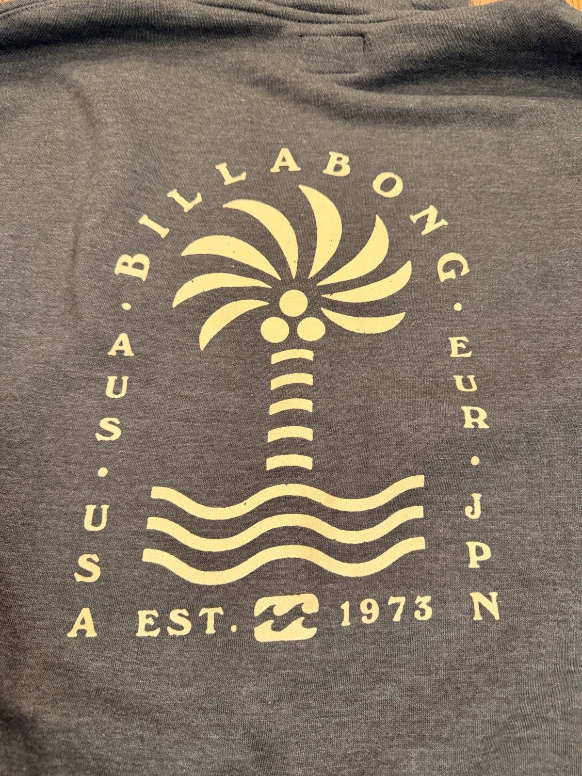 Billabong Youth L (adult s) Pullover Hoodie Sweatshirt Grey/peach Cotton