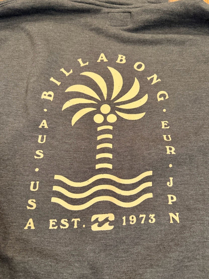 Billabong Youth L (adult s) Pullover Hoodie Sweatshirt Grey/peach Cotton