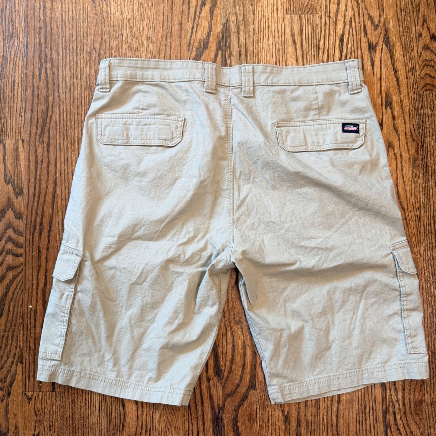 Genuine Dickies Ripstop Cargo Shorts Khaki Tan Size 36 Mens Workwear Stretch