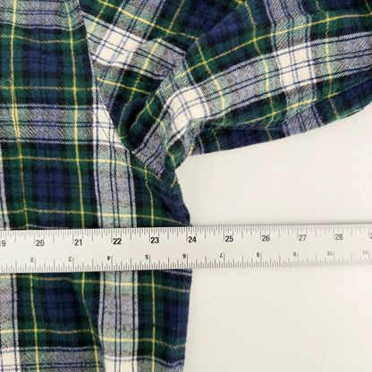LL Bean Traditional Fit Flannel Shirt Plaid Cotton Button Down L Green Blue