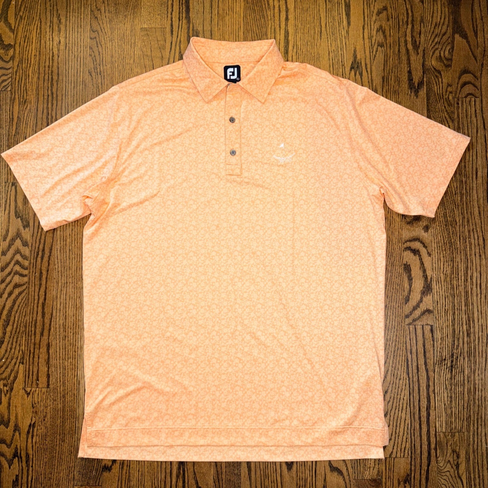 FootJoy Saratoga National Floral Performance Polo XL Orange Lightweight