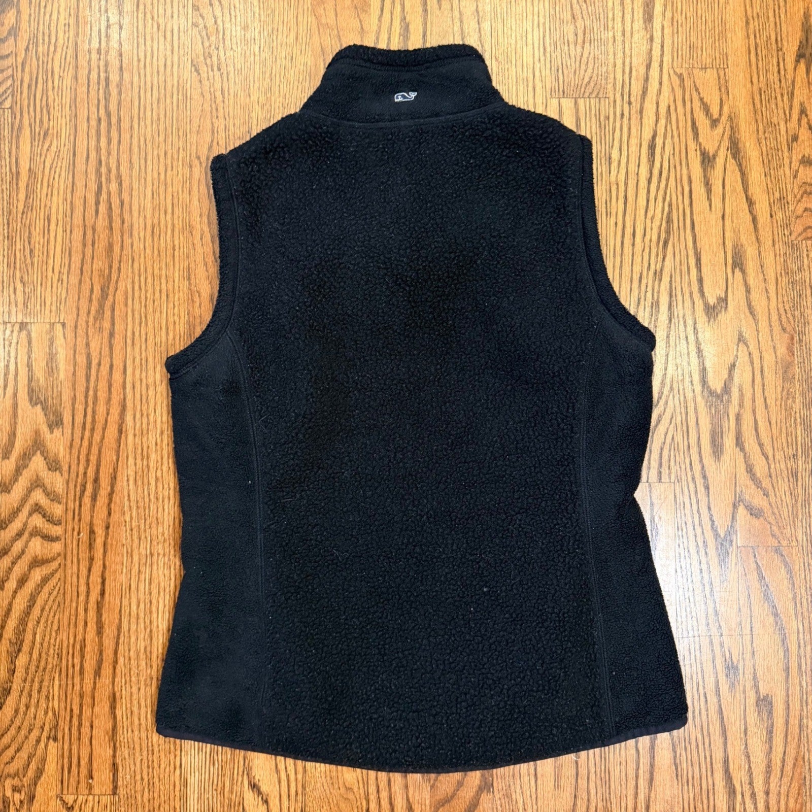 Vineyard Vines Sherpa Fleece Full Zip Vest S Black Layering Preppy Women