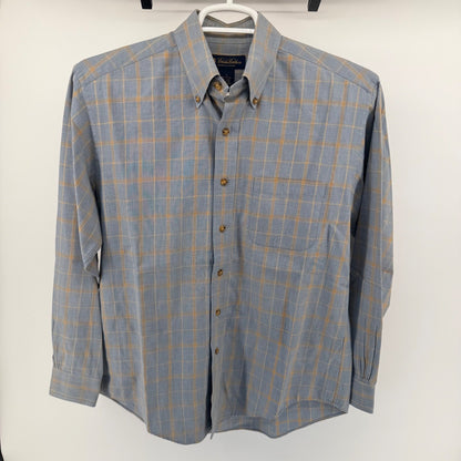 Brooks Brothers Brooksflannel Shirt Cotton Wool Plaid Blue Yellow M Mens