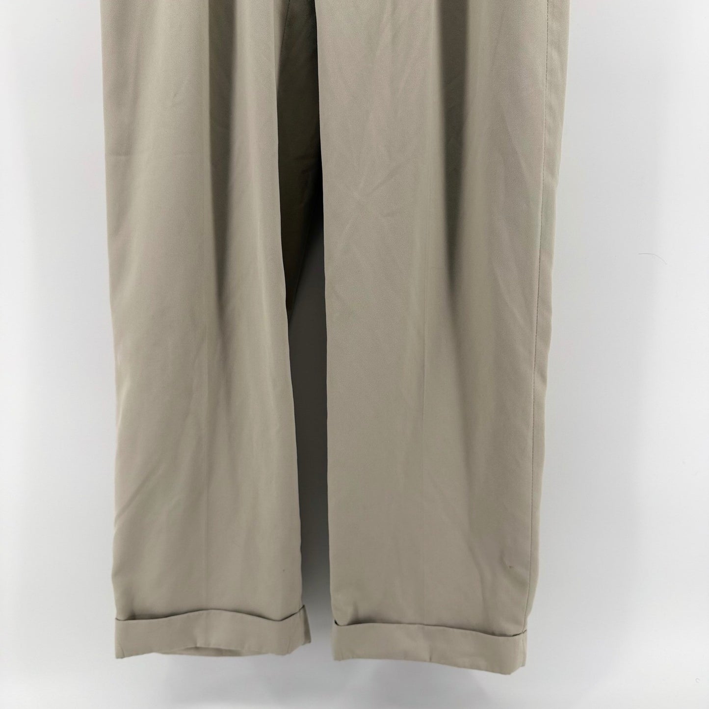 Polo Golf Ralph Lauren Pleated Khaki Trousers Relaxed Fit Cuffed 34x34 Tan