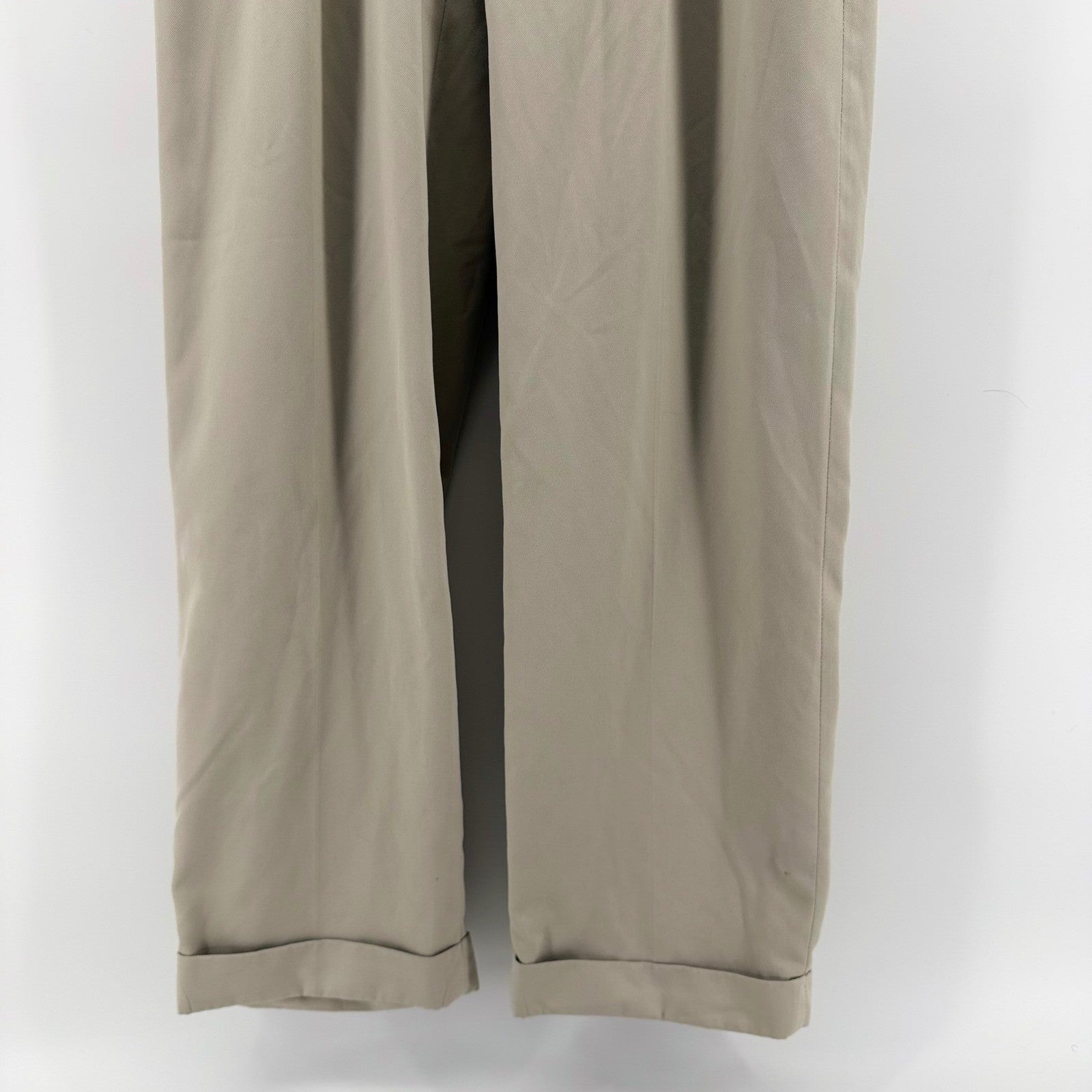 Polo Golf Ralph Lauren Pleated Khaki Trousers Relaxed Fit Cuffed 34x34 Tan