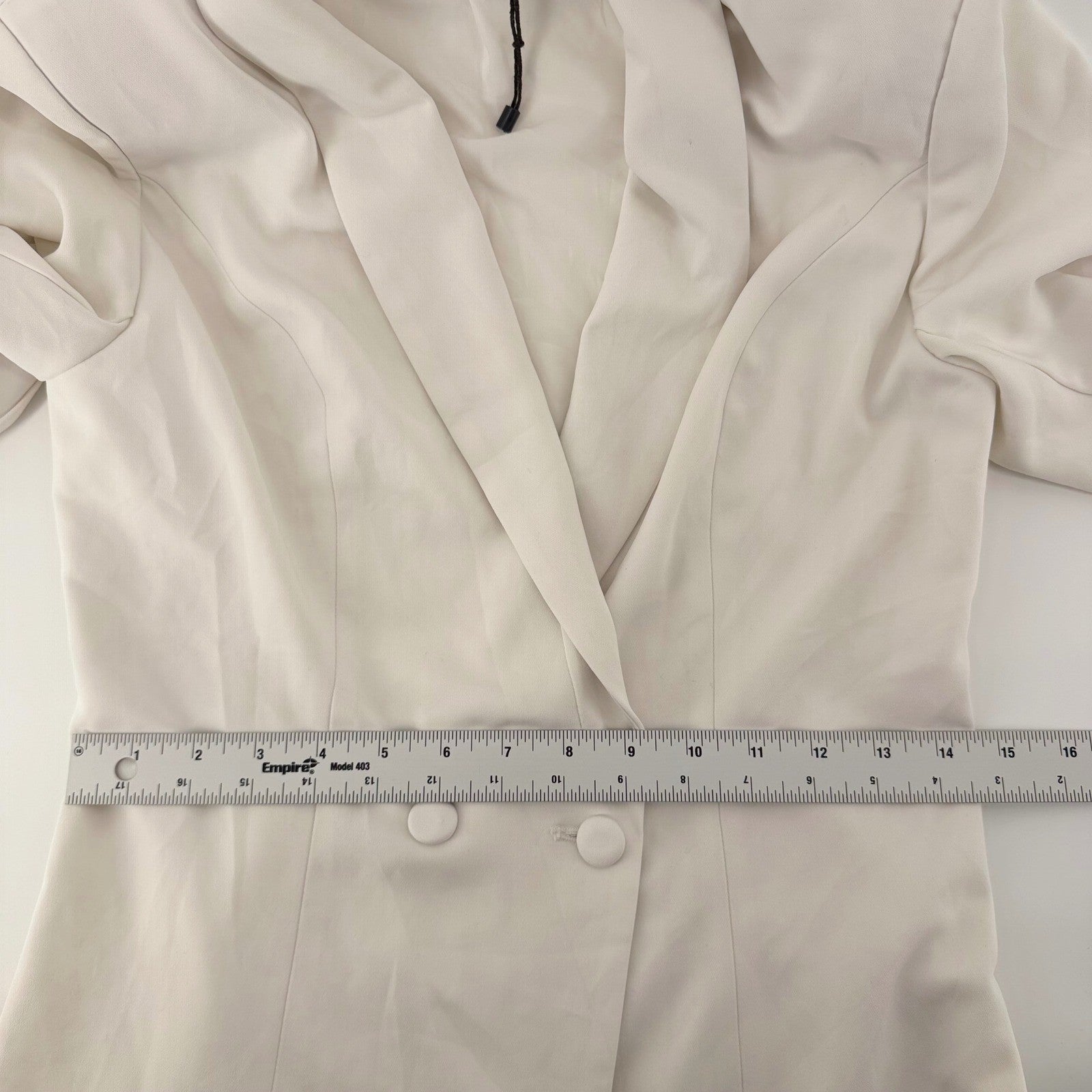 NBD Bell Sleeve Blazer Dress White Shawl Lapel Tailored Mini Size S White