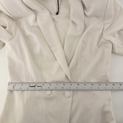 NBD Bell Sleeve Blazer Dress White Shawl Lapel Tailored Mini Size S White