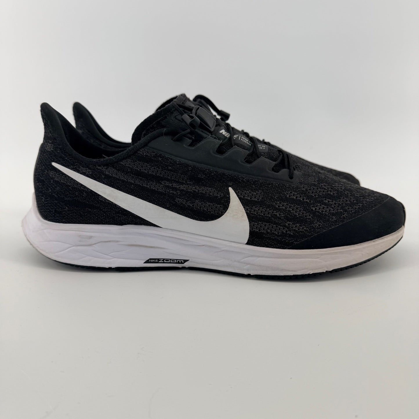 Nike Air Zoom Pegasus 36 FlyEase Running Shoes Black White BV0613-001 Mens 9.5