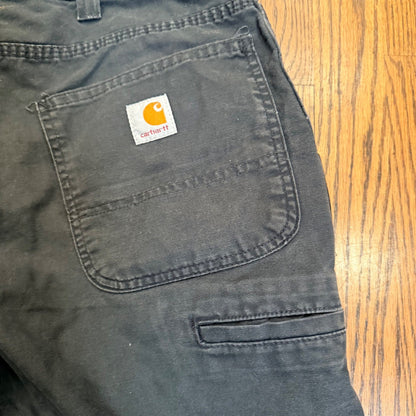 Carhartt Rugged Flex Canvas Work Shorts Utility Carpenter 34 Gray Distressed