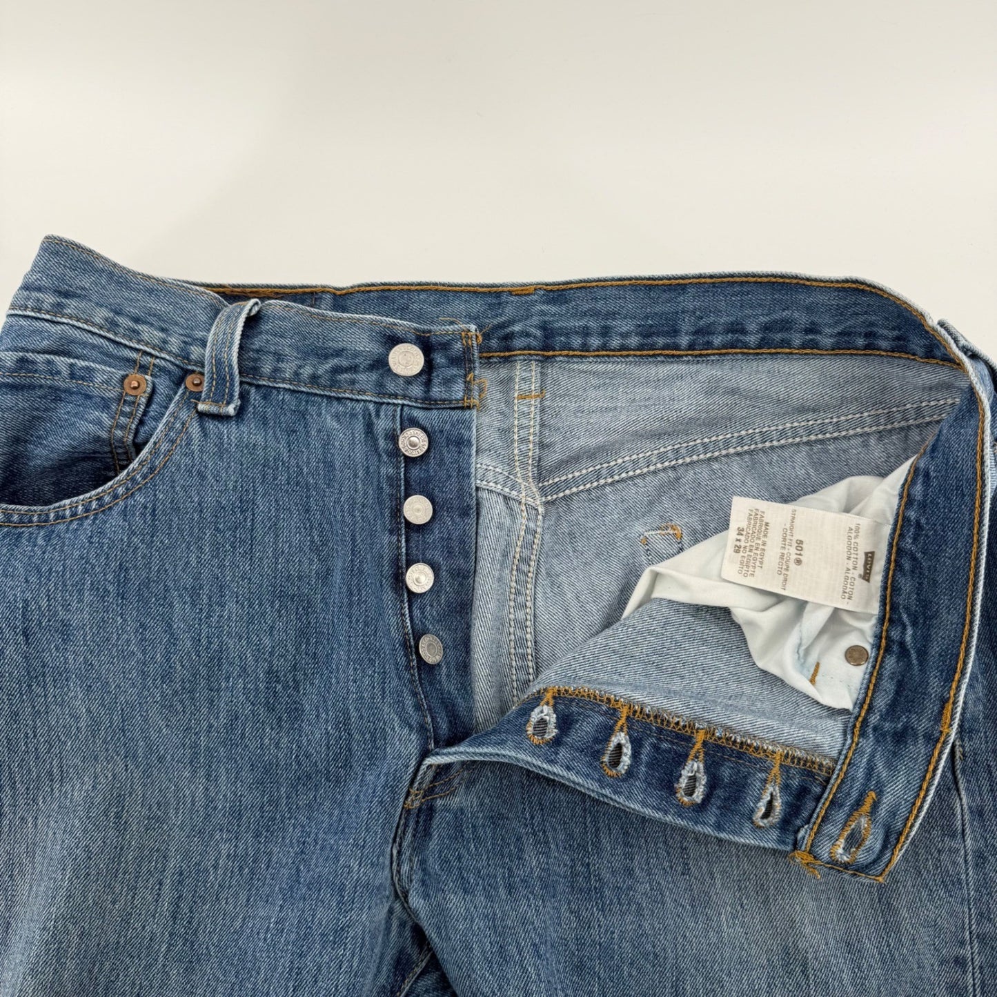 Levi's 501 Original Fit Straight Leg Jeans Button Fly 34x29 Medium Wash Blue