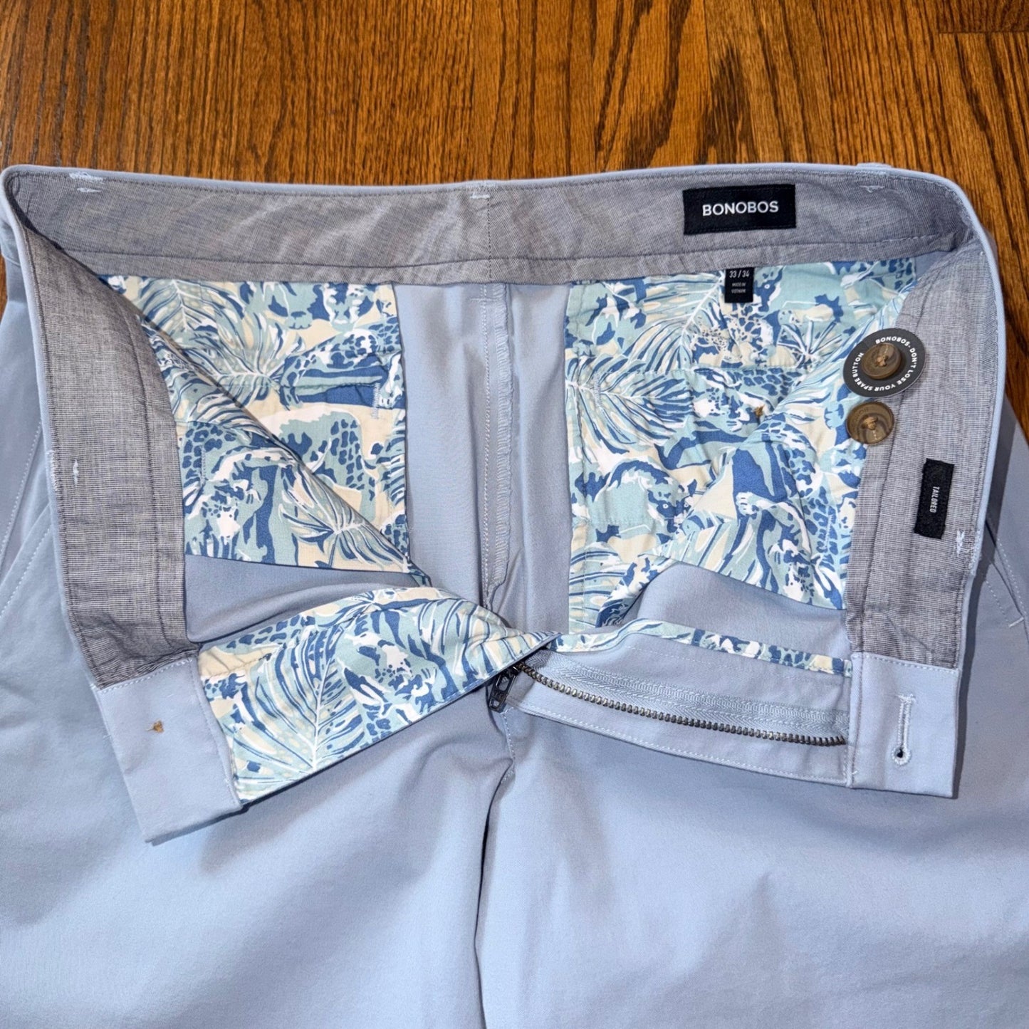 Bonobos Tailored Fit Chino Pants Light Blue 33x34 Mens Trousers NWOT Casual