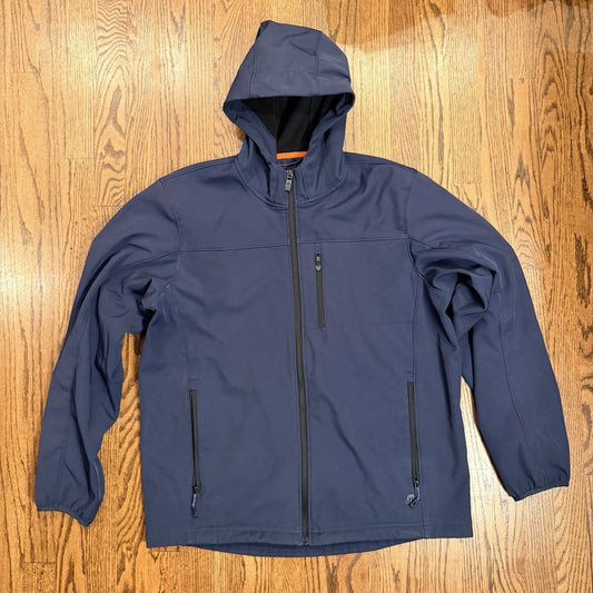 Hawke & Co Performance Softshell Hooded Fleece Lined Jacket XL Navy Blue