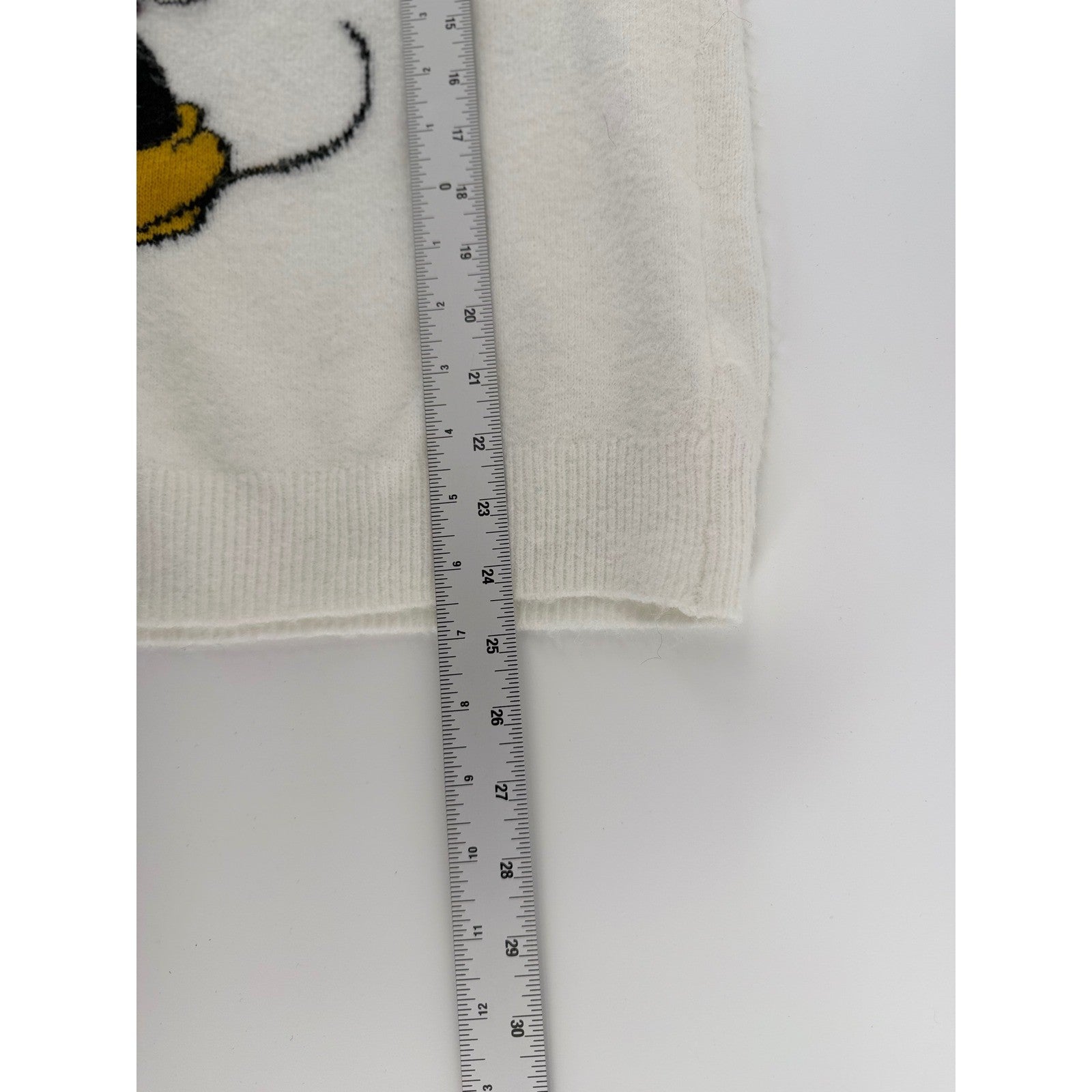 Disney Mickey Mouse Graphic Knit Crewneck Sweater Relaxed Fit Large White Poly